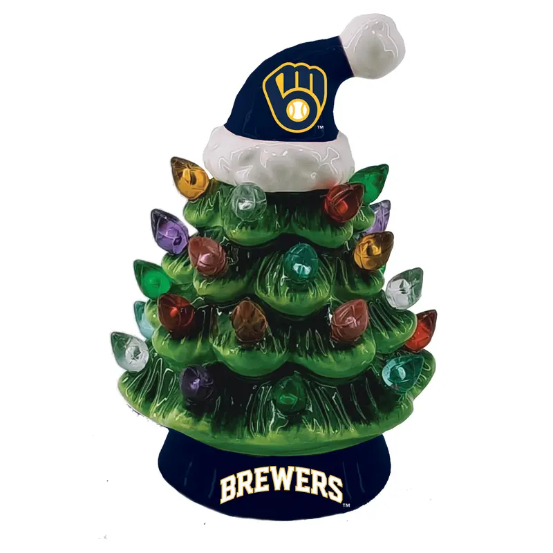 Milwaukee Brewers 8" LED Ceramic Christmas Tree