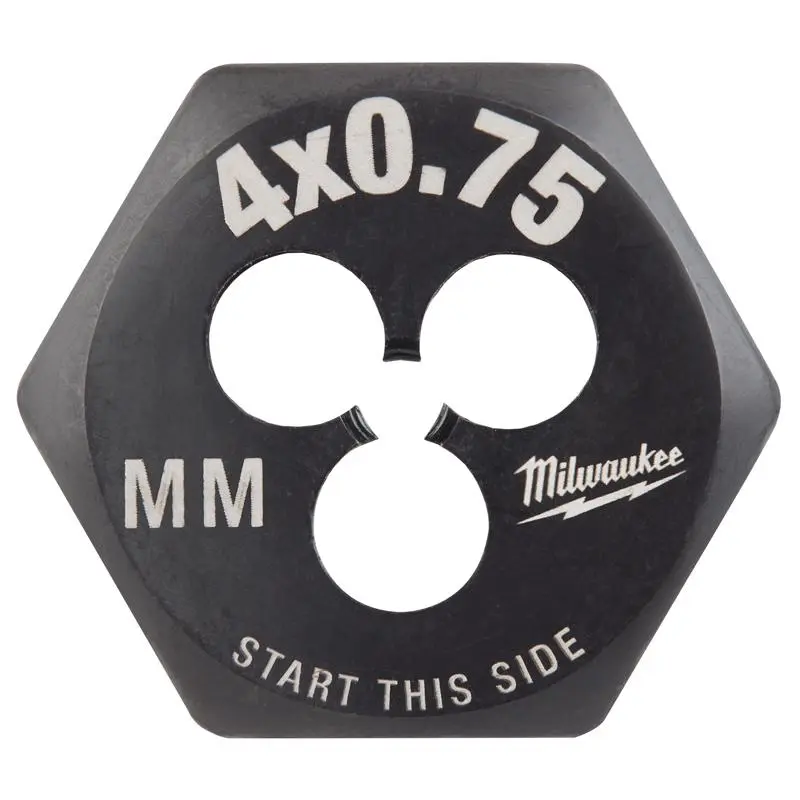 Milwaukee High Carbon Steel Metric Hexagon Die M4-0.75 mm 1 pc