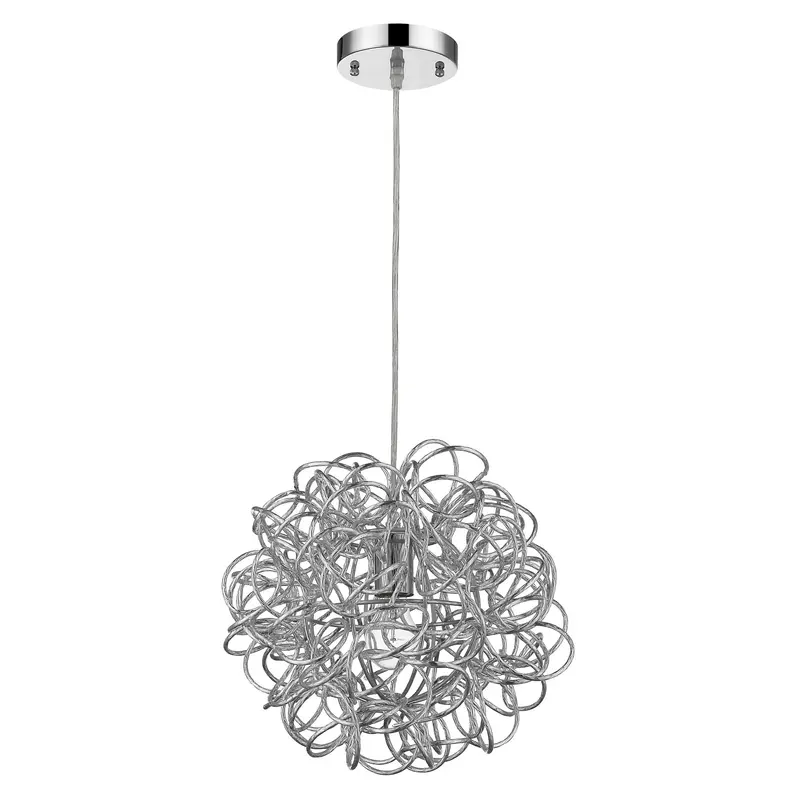 Mingle 1-Light Polished Chrome Pendant With Faceted Chrome Aluminum Wire Shade By Homeroots