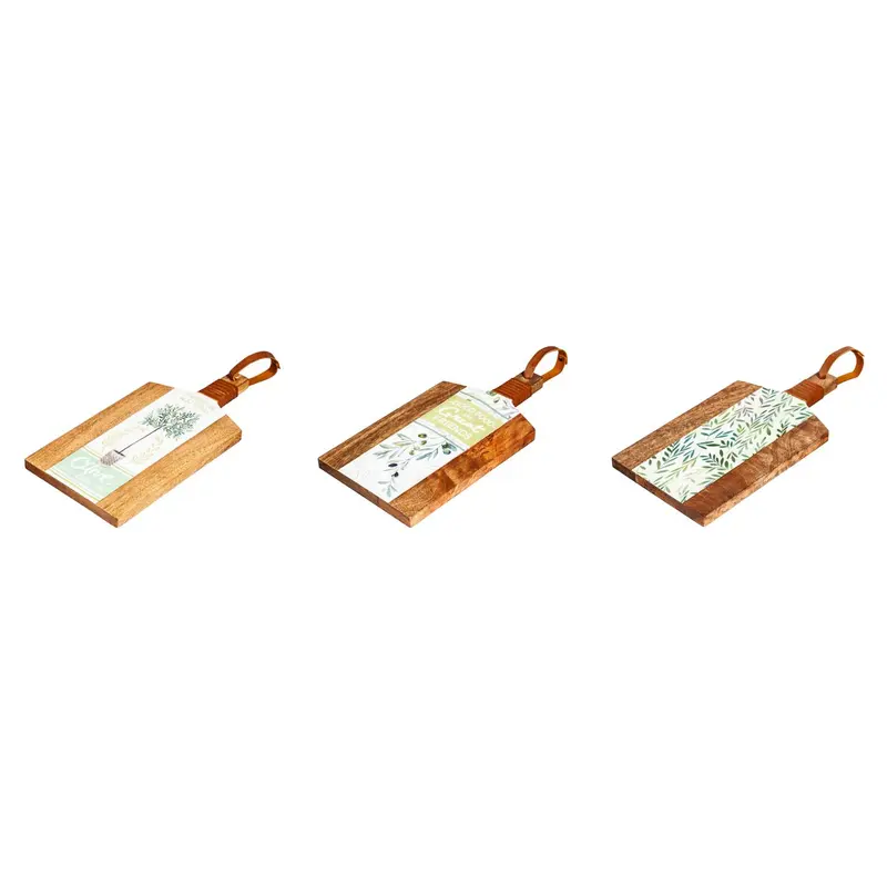 Mini Cutting Boards, 3 Asst Design, 4 of each, 12 Piece Total CDU, Olive Market Collection