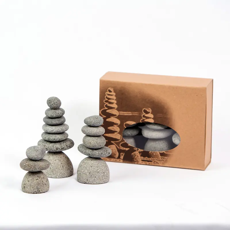 Mini Rock Cairns - Set of 18 By Garden Age Supply