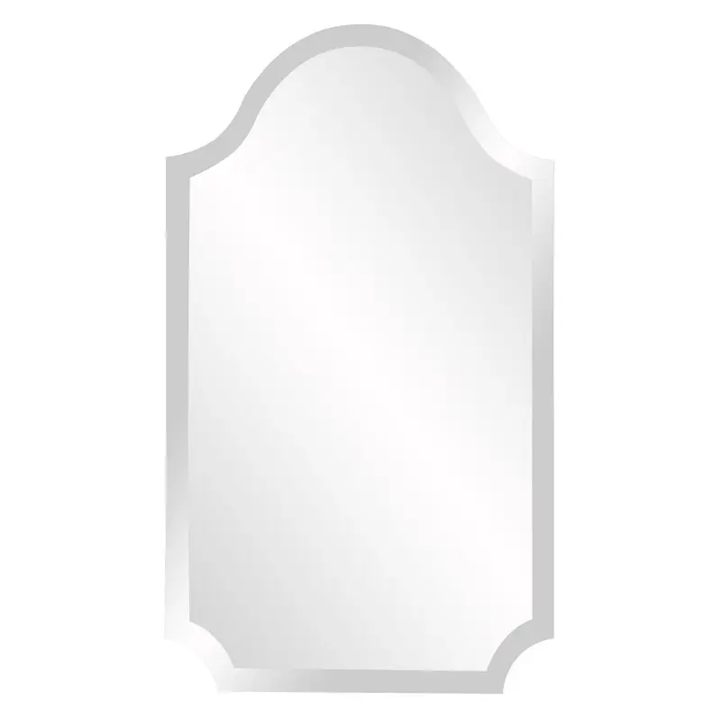 Minimalist Rectangle Arched Glass Mirror with Beveled Edge And Scalloped Corners By Homeroots