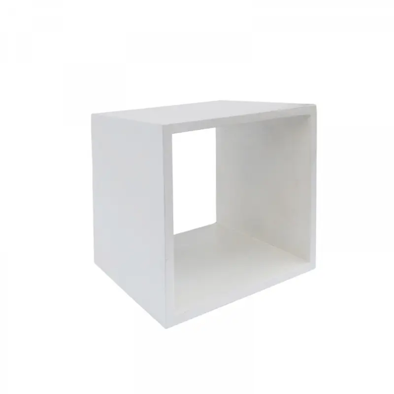 Minimalist White Concrete Open Cube End or Side Table By Homeroots