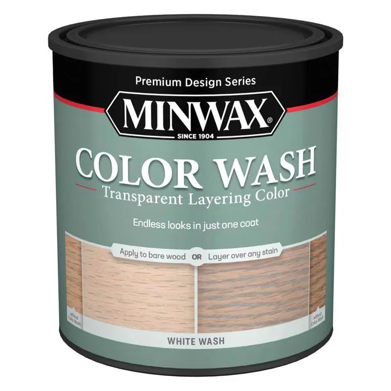 Minwax Transparent White Wash Pickling Water-Based Acrylic Wood Stain 1 Qt. - Open Box
