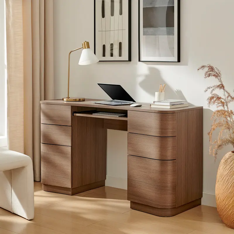 Mirae 55" 6-Drawer Curved Office Desk by Modway