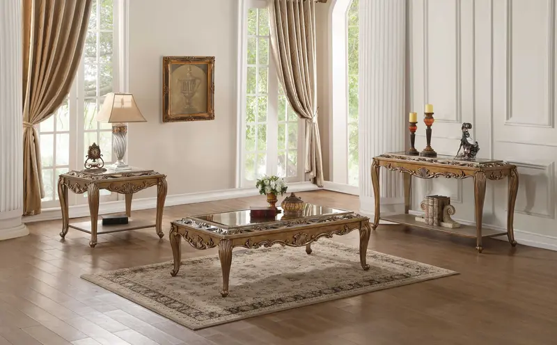 Mirrored And Antique Gold Coffee Table By Homeroots
