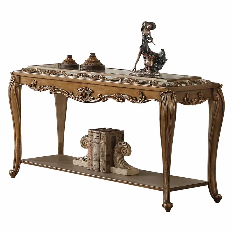 Mirrored And Antique Gold Sofa Table By Homeroots