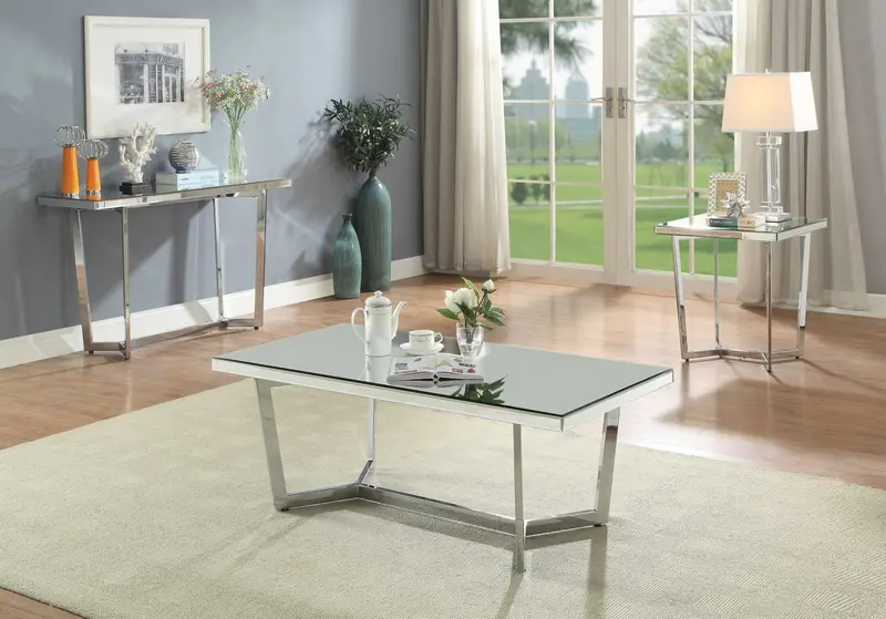 Mirrored And Chrome Coffee Table By Homeroots