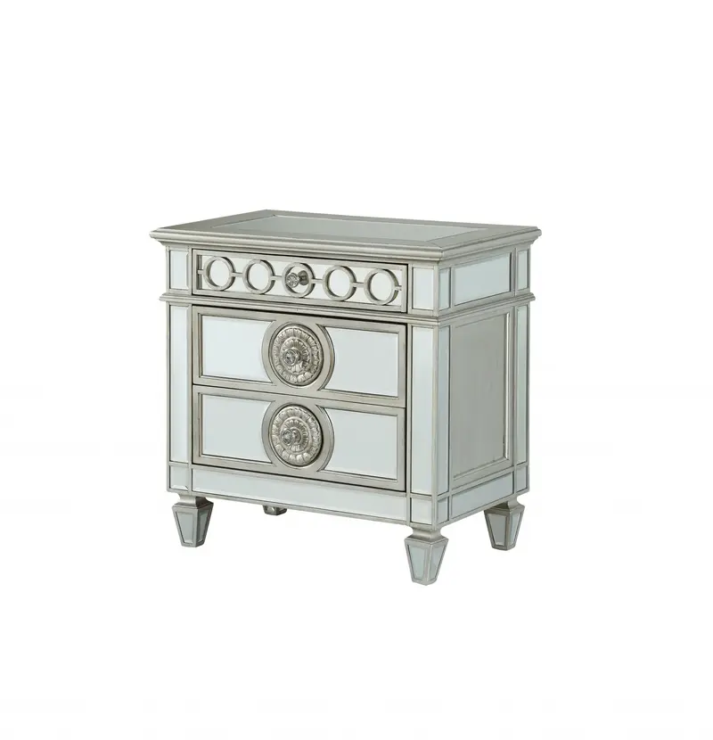Mirrored Wood Nightstand By Homeroots