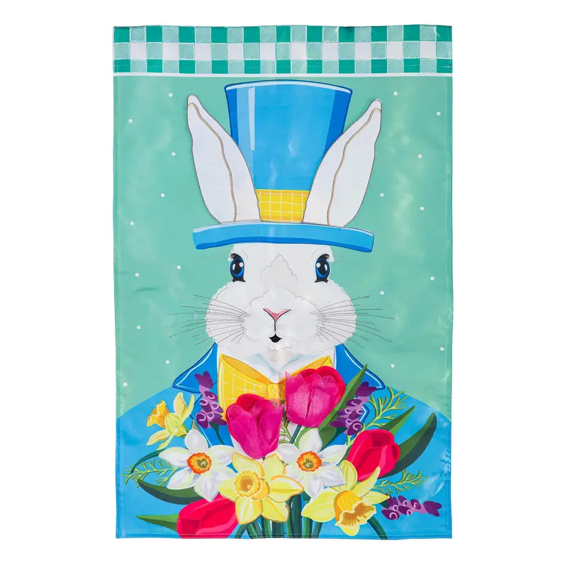Mister Easter Bunny Applique Garden Flag