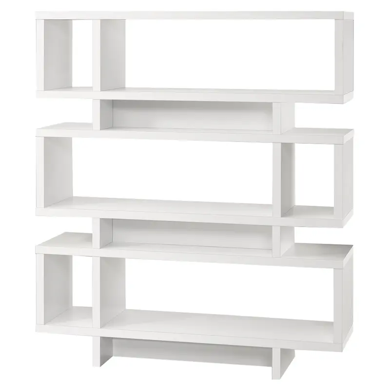 Modern 55"H White Finish Hollow Core Bookcase By Homeroots