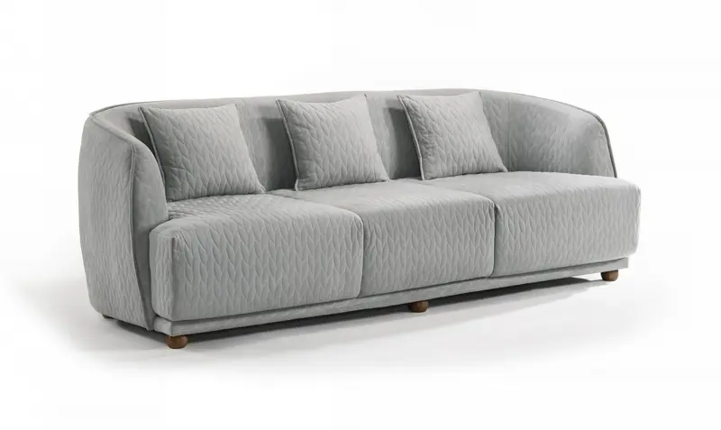Modern 68" Light Gray Quilted Sofa By Homeroots
