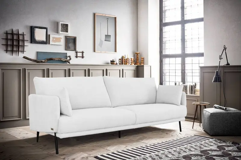 Modern 77" White and Black Fabric Loveseat By Homeroots