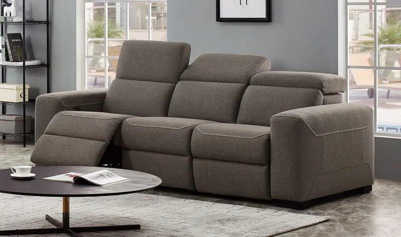 Modern 89" Brown Sofa With Two Recliners By Homeroots