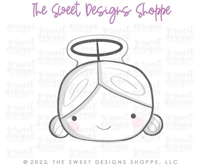 Modern Advent Angel Face - Cookie Cutter