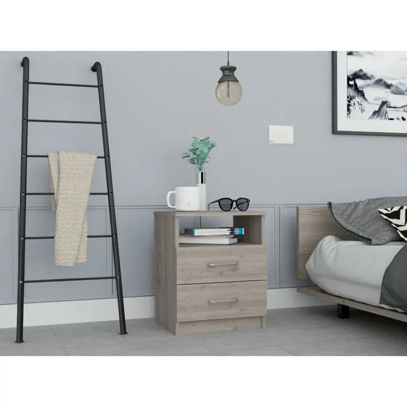 Modern and Stylish Light Grey Particle Bedroom Nightstand By Homeroots