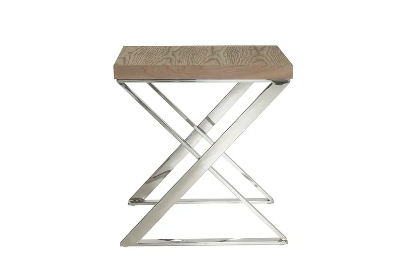Modern Ash and Steel End Table By Homeroots