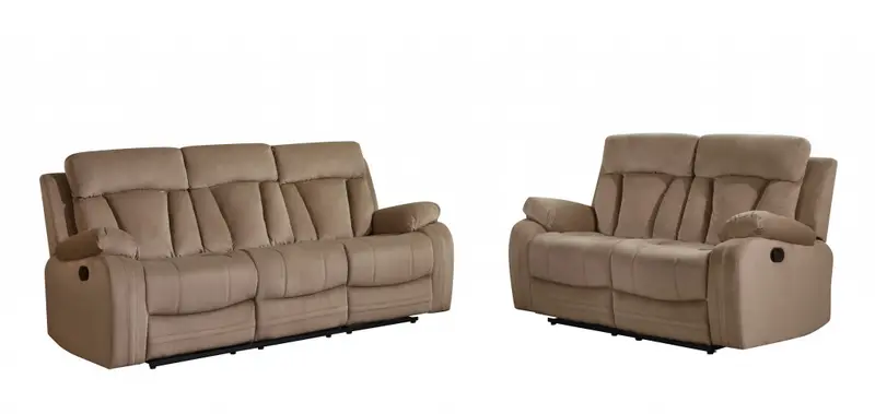 Modern Beige Leather Sofa And Loveseat By Homeroots - 343893