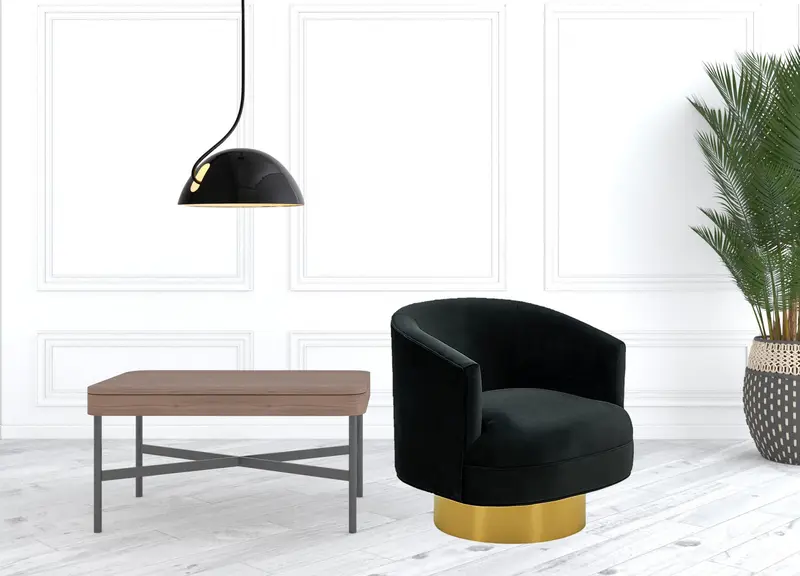 Modern Black and Gold Velvet Accent Chair By Homeroots