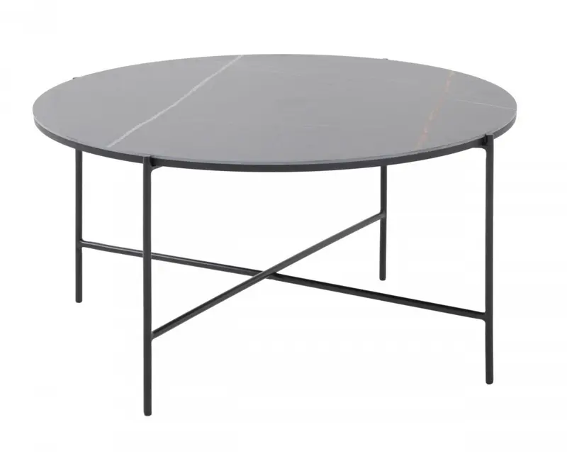 Modern Black Ceramic Round Coffee Table By Homeroots