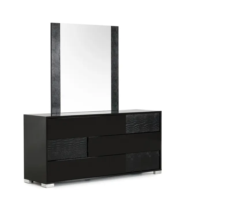 Modern Black Crocodile Finish 3 Drawer Dresser By Homeroots