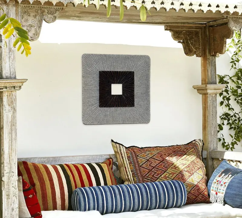 Modern Brown and Gray Ribbed Square Wall Art By Homeroots