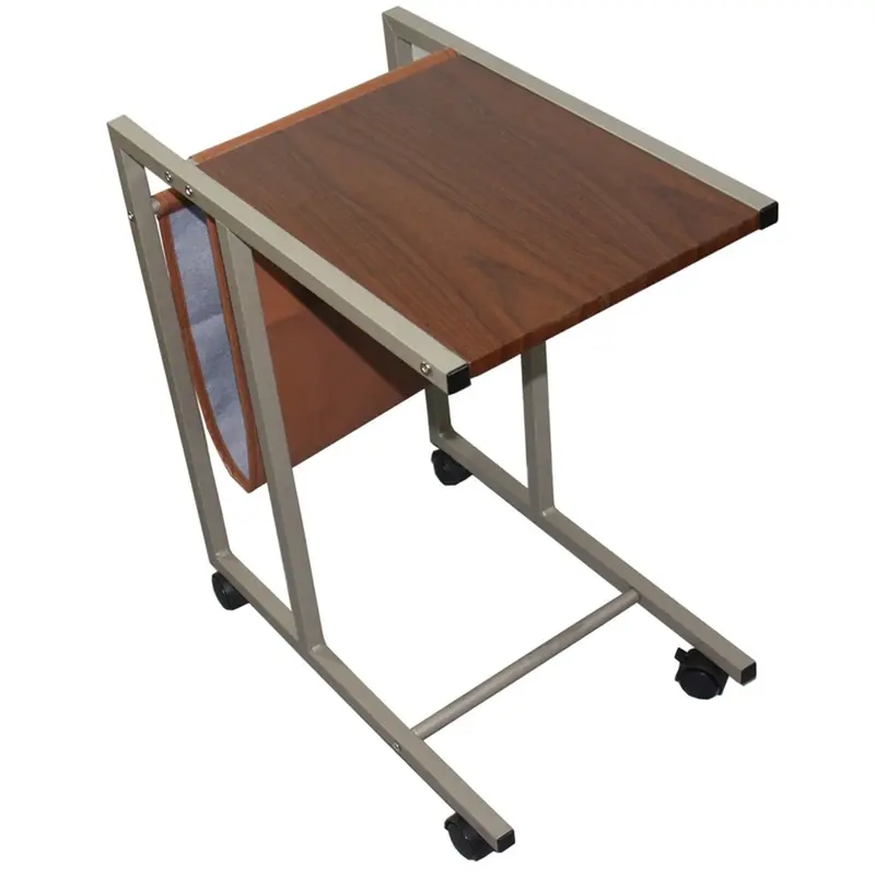 Modern Brown Faux Woodgrain Metal Laptop Cart Desk By Homeroots