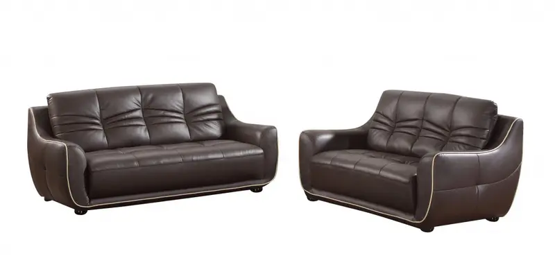 Modern Brown Leather Sofa And Loveseat By Homeroots - 343871