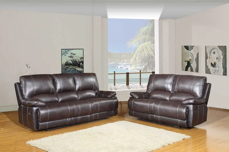 Modern Brown Leather Sofa And Loveseat By Homeroots - 343890