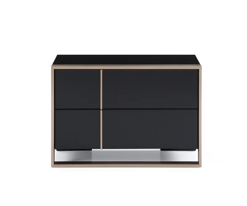 Modern Brushed Black And Bronze Nightstand By Homeroots