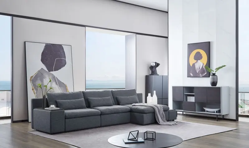 Modern Chic Gray Fabric Modular Sectional Sofa with Storage By Homeroots