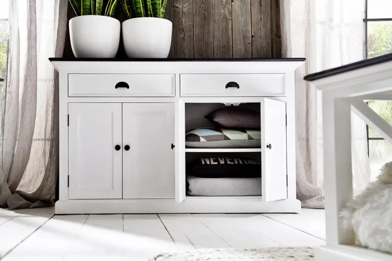 Modern Farmhouse Black And White Buffet Server By Homeroots