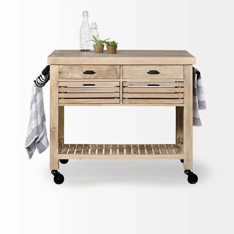Modern Farmhouse Rolling Kitchen Island Or Bar Cart By Homeroots