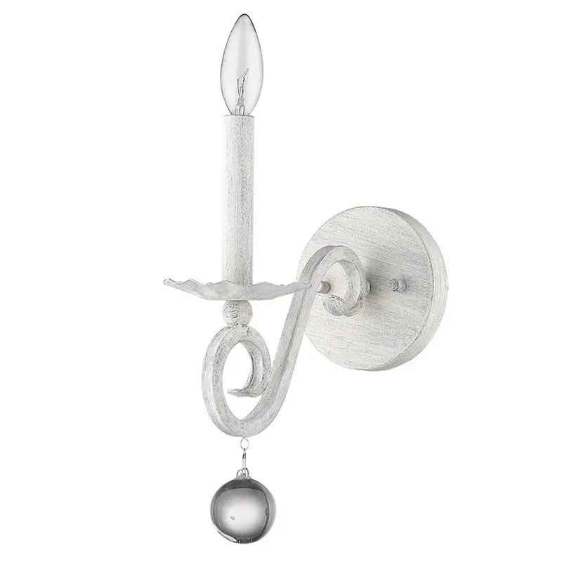 Modern Farmhouse Rustic White and Crystal Wall Sconce By Homeroots