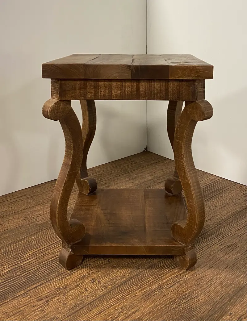 Modern Farmhouse Solid Wood Scroll End Table By Homeroots