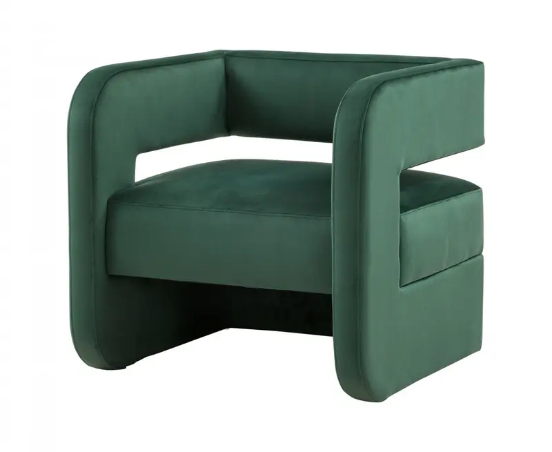 Modern Green Velvet U Shaped Chair By Homeroots