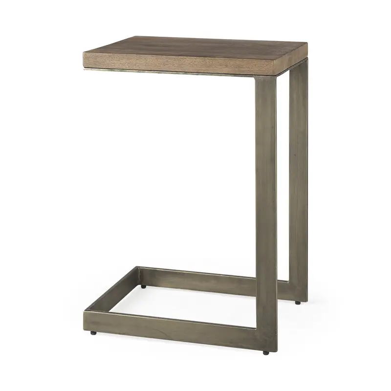 Modern Light Wash And Nickel C Shape Tv Table By Homeroots