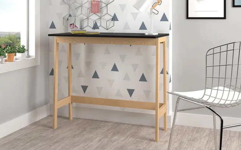 Modern Natural and Black Narrow Table Desk By Homeroots