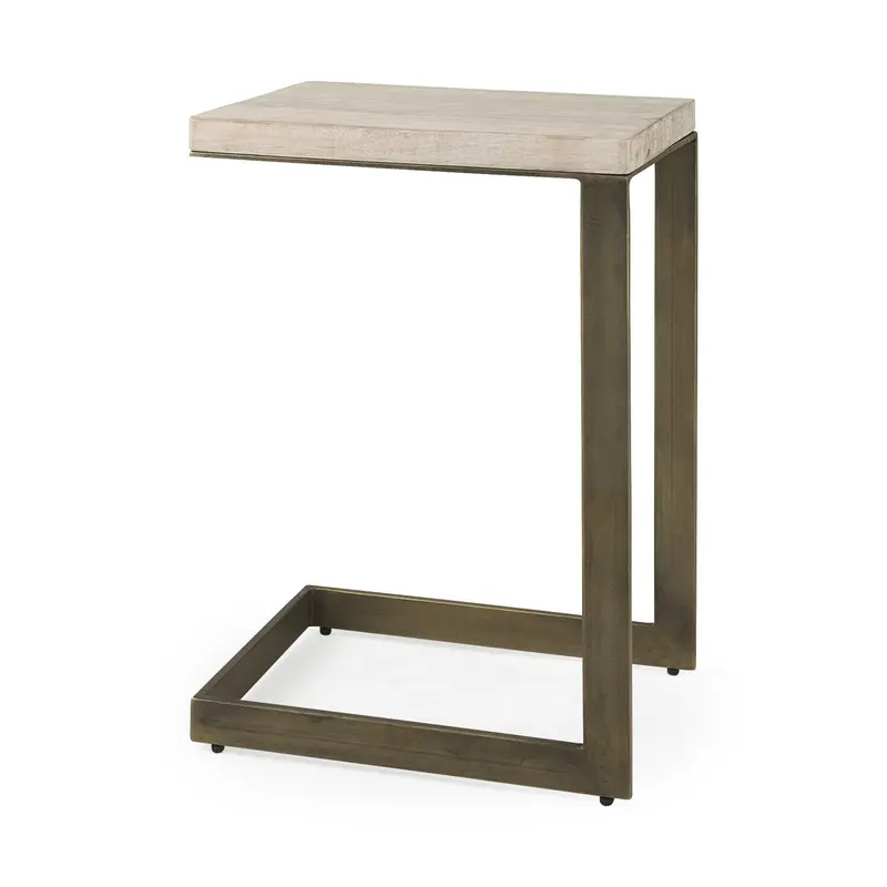 Modern Natural Wash And Golden C Shape Tv Table By Homeroots