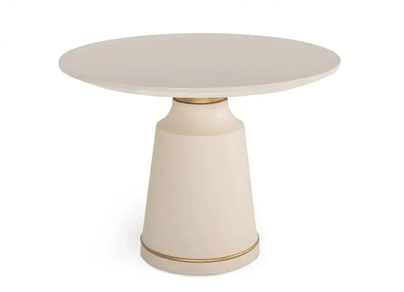 Modern Off-White Concrete and Antique Brass Coffee Table By Homeroots