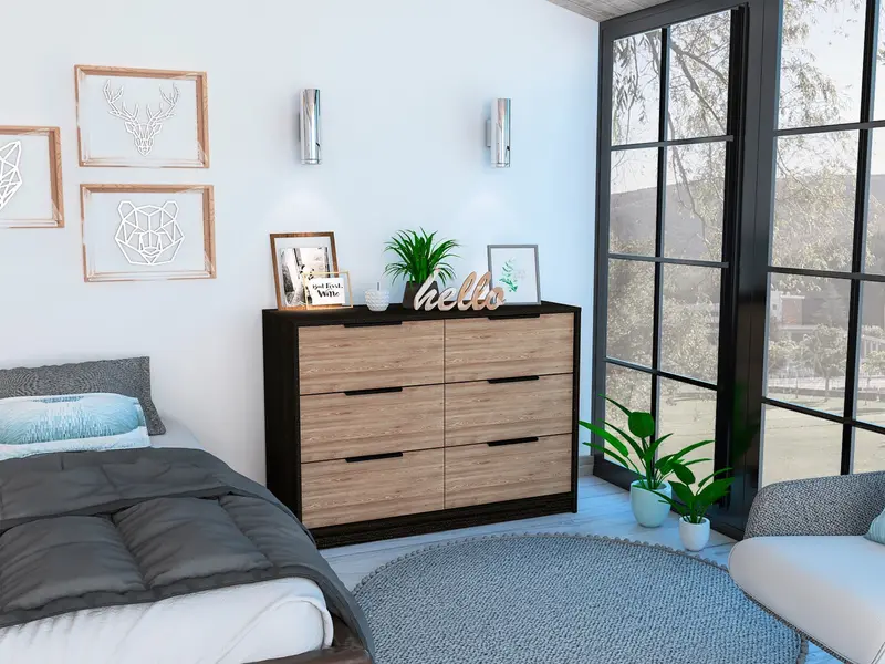 Modern Rustic Black And Natural Dresser By Homeroots