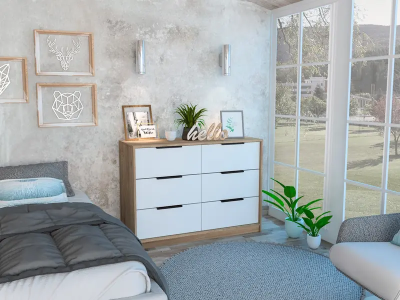 Modern Rustic White And Natural Dresser By Homeroots