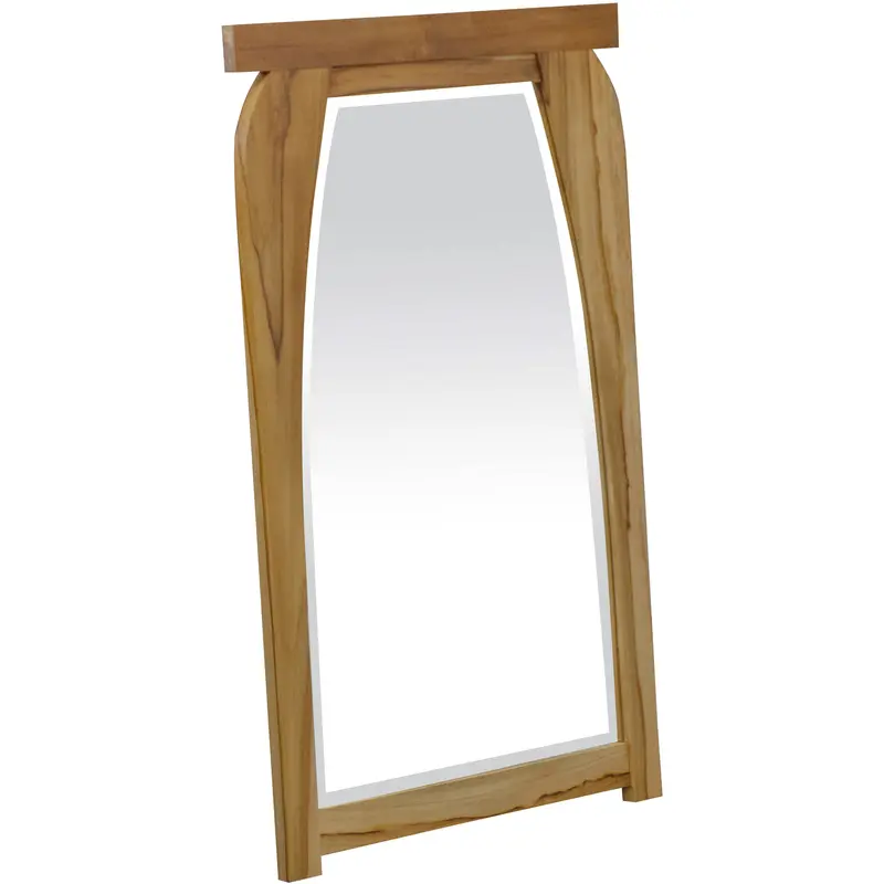 Modern Shape Teak Wall Mirror in Natural Finish By Homeroots