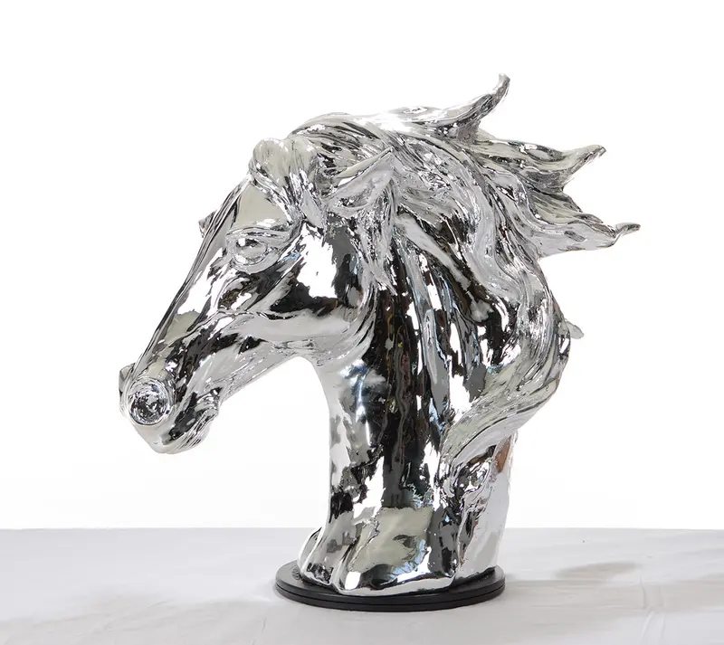 Modern Silver Horse Head Sculpture By Homeroots