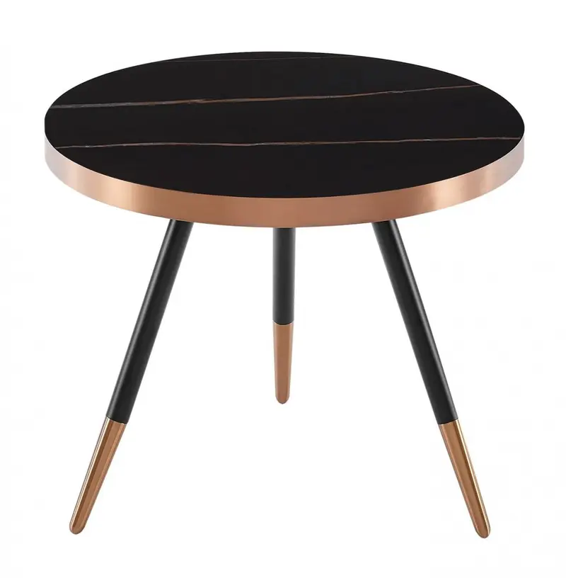 Modern Small Black and Gold Ceramic Coffee Table By Homeroots