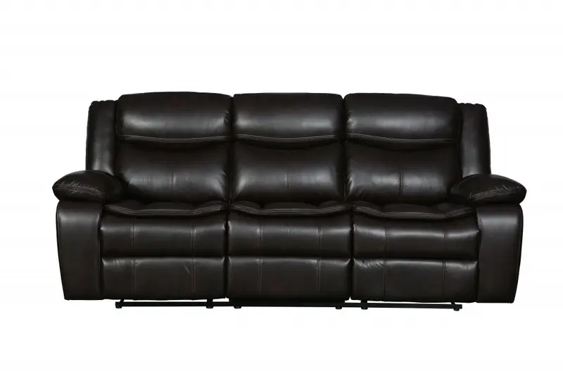 Modern Soft Brown Faux Leather Reclining Sofa By Homeroots