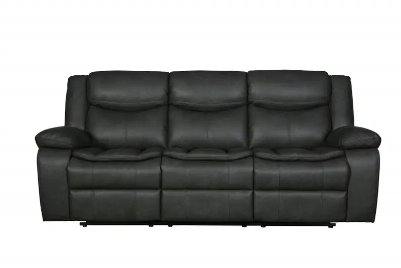 Modern Soft Gray Faux Leather Reclining Sofa By Homeroots