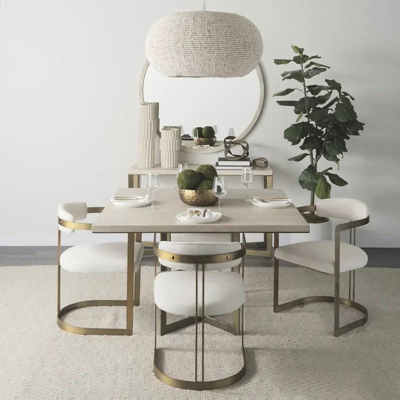 Modern Square Wood And Gold Dining Table By Homeroots