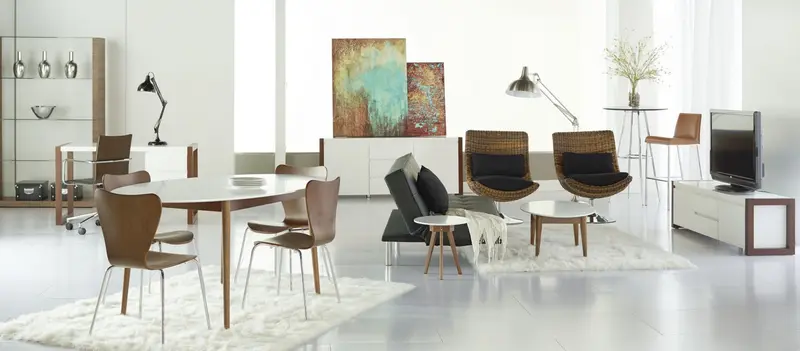 Modern Walnut And White Oval Dining Table By Homeroots