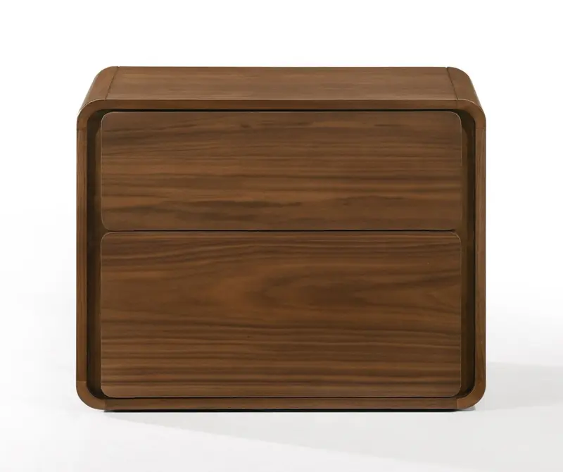 Modern Walnut Brown Nightstand With Two Drawers By Homeroots - 473028
